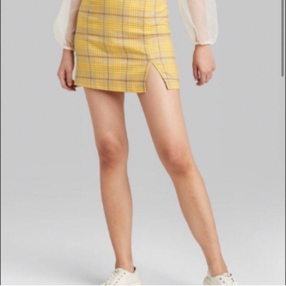 ‘90s throwback yellow plaid miniskirt super soft